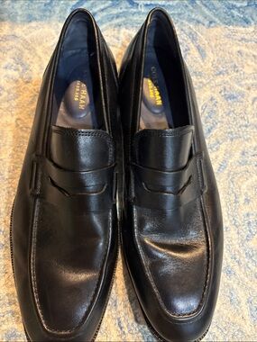 Cole Haan Black Leather Slip-On Penny Loafers